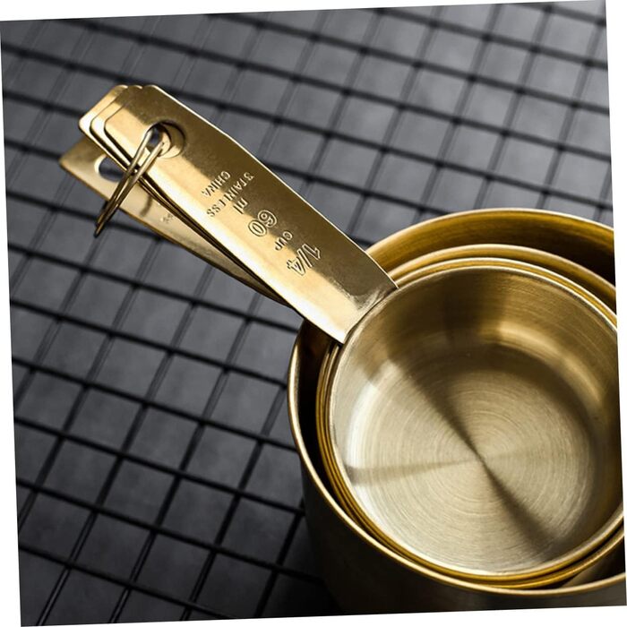 BESTOYARD 2 Sets Stainless Steel Measuring Spoons Rustproof Measuring Spoons Tablespoons Measuring Spoons Measuring Cups Micro Scoop Measuring Scoop Measuring Cups Baking Stainless Steel Golden 4 Pieces * 2