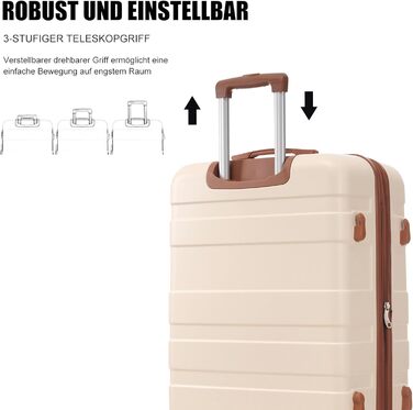 Набір валіз Merax 5-ти частинний: велика, середня, маленька валіза, сумка та органайзер, ABS, TSA-замок, розширюється, бежевий колір