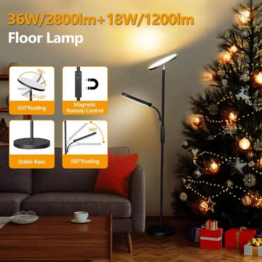 LED торшер LUCKEA з димуванням, 42W - сучасний настінний світильник з пультом та сенсорним керуванням для вітальні, спальні, офісу