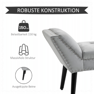 HOMCOM Upholstered Bench, Modern Bed Bench with Rubberwood Legs and Velvet Upholstery in Light Grey, 114x46x56cm for Entryway & Living Room