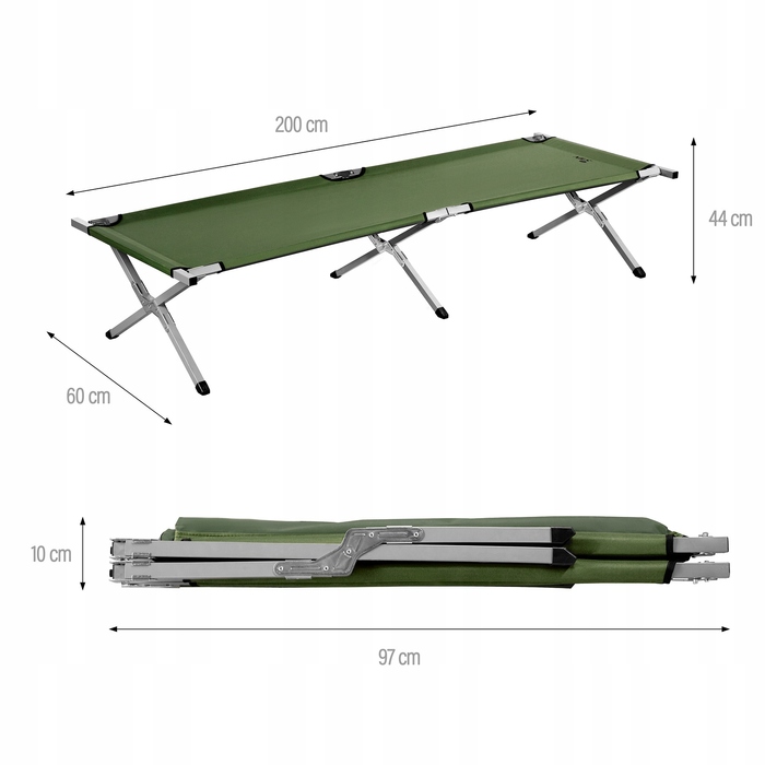 Польове ліжко Nils Camp, 200 x 60 см, зелене