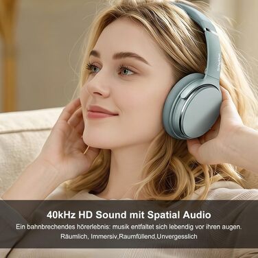 Бездротові навушники Srhythm NC25 з активним шумозаглушенням (ANC), Bluetooth, Hi-Fi звук, глибокий бас, NFC, вбудований мікрофон, складані (М'ятно-зелений)
