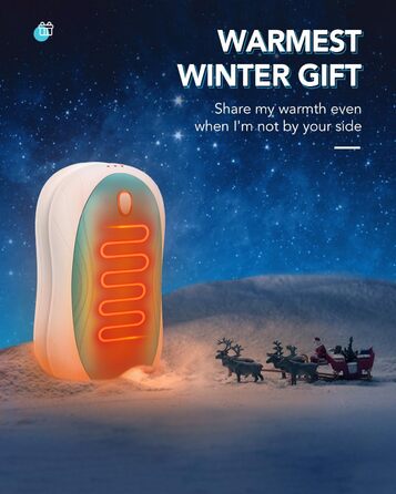 Електричні грілки для рук Cnkeeo, 2 шт. з роздільним магнітним з'єднанням, Powerbank USB, 3 режими нагріву, для активного відпочинку, риболовлі, полювання, чорно-білі (блакитні)