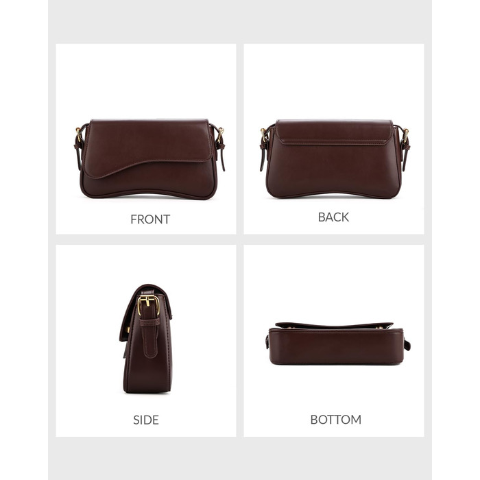 Сумка жіноча через плече з екошкіри, вінтажна Saddle Bag, коричнева. З 2 знімними ремінцями