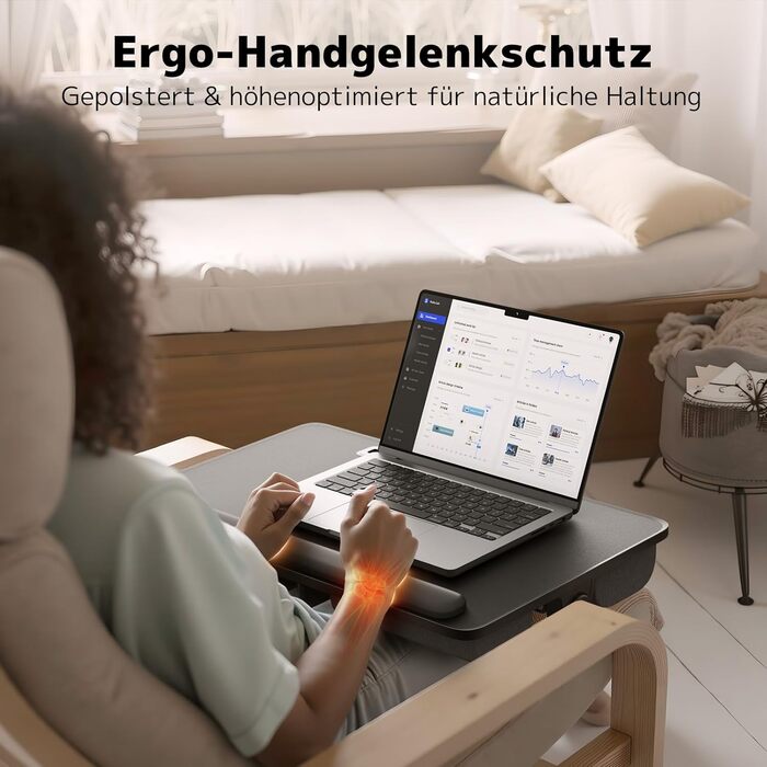 Стіл для ноутбука PUTORSEN - регульований за висотою та кутом нахилу, 58 x 37 см, чорний