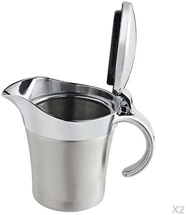 HomeDecTime 2 x Double-Walled Sauce Bowls Stainless Steel Thermal Sauce Pot