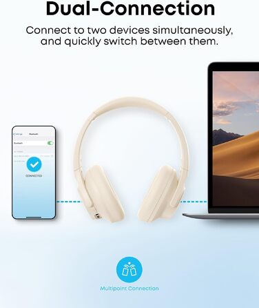 Бездротові Bluetooth-навушники Soundcore by Anker Q20i з гібридним активним шумозаглушенням (ANC), Hi-Res Audio, 40 годин роботи, білі (Відновлені)
