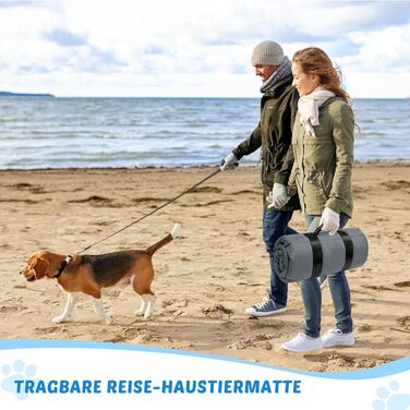 Водонепроникний килимок для собак 110 x 68 см, потовщений, м'який, з можливістю прання, для подорожей, кемпінгу, відпочинку на природі (сірий)