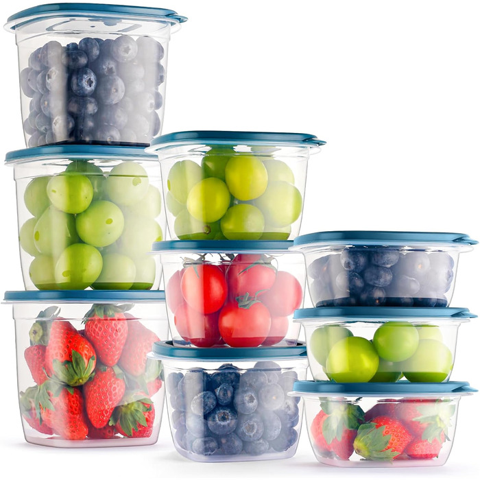 Контейнери для їжі EFISH 20 шт. Прямокутні, пластикові, з кришкою, 500 мл. Набір для школи, роботи та подорожей