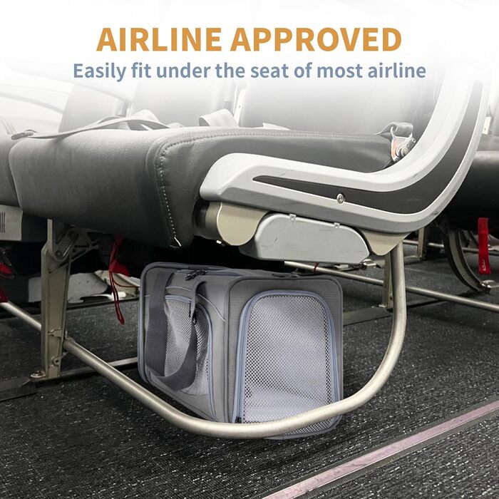 Транспортна сумка Petsfit для собак та котів, переноска для тварин, підходить для авіаперельотів та подорожей (Сірий, S)
