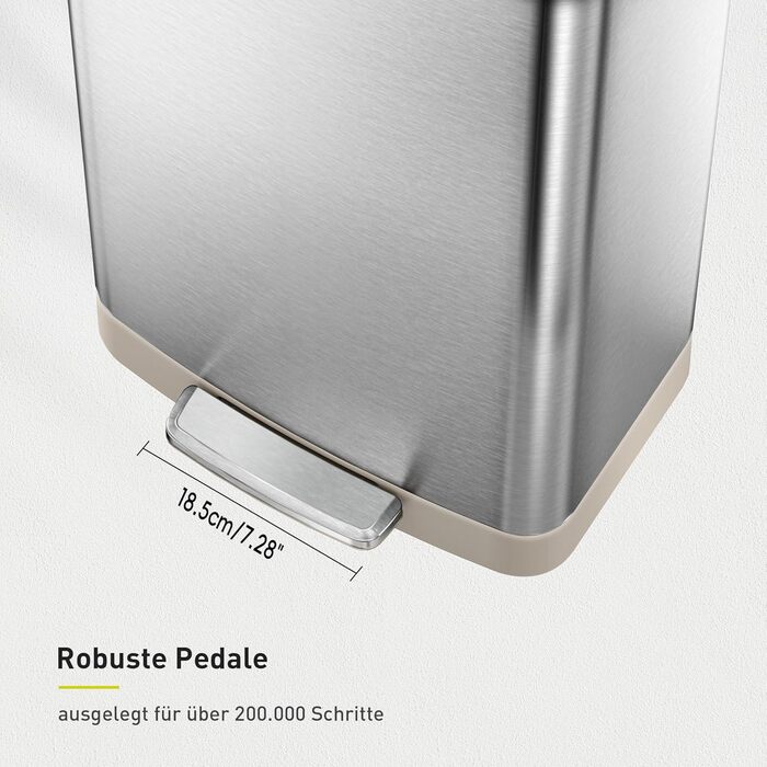 Відро для сміття EKO Madison 30 л з висувним контейнером, м'яким закриттям кришки, стійке до відбитків пальців, нержавіюча сталь, прямокутне, з 20 мішками для сміття 75 л