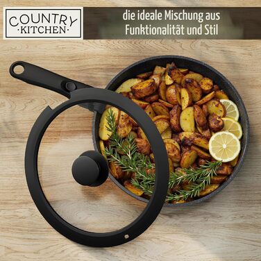 Набір посуду Country Kitchen (16 предметів): каструлі та сковороди з антипригарним покриттям, знімні Soft-Touch ручки, для дому та кемпінгу, підходять для духовки, сірий