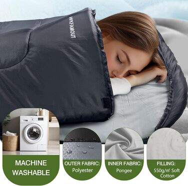 Сплячий мішок Outdoor для дорослих, машинного прання, зимовий, водонепроникний, 3-4 сезони з компресійним мішком. Підходить для кемпінгу, походів та подорожей. Температурний режим: 0°C (комфортний 5°C). Розмір: 220x85 см. Колір: Рожевий (також доступний Ч