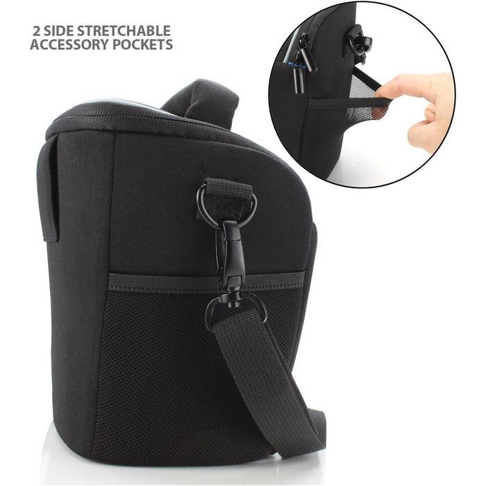 Чохол для камери DSLR USA Gear: зручний, з регульованим плечем, для Nikon, Canon, Panasonic, чорний