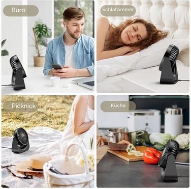 USB-вентилятор VOXON, міні-вентилятор настільний з 5 рівнями швидкості, безшумний портативний обдув для офісу, дому та спальні, кабель 1.5м, білий