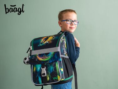 Шкільний рюкзак Baagl для хлопчика, набір 3 шт., Zippy, 1 клас, з нагрудним ременем, ергономічний, дизайн 