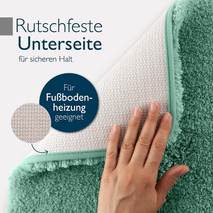 Beautissu Non-Slip Bath Mat - 120x70 cm - Plush Shaggy Bathroom Rug - Washable, Soft & Absorbent - Grey Bath Mat for Shower & Bathtub