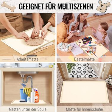 Підкладка під миску для котів та собак MateeyLife, силіконова, 56x36 см, бежева, нековзна, вологостійка