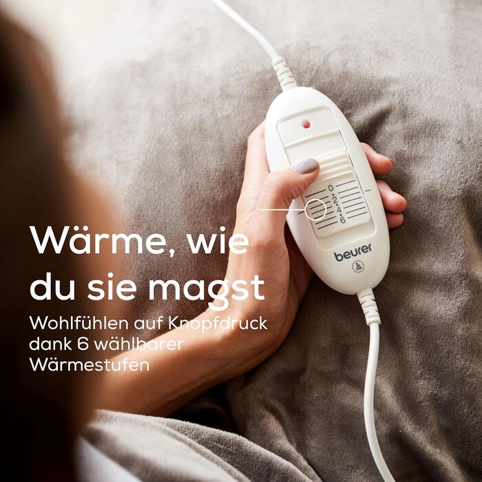 Електрична ковдра Beurer HD 75 з 6 рівнями нагріву, системою безпеки та автовимкненням, 180 x 130 см, Taupe