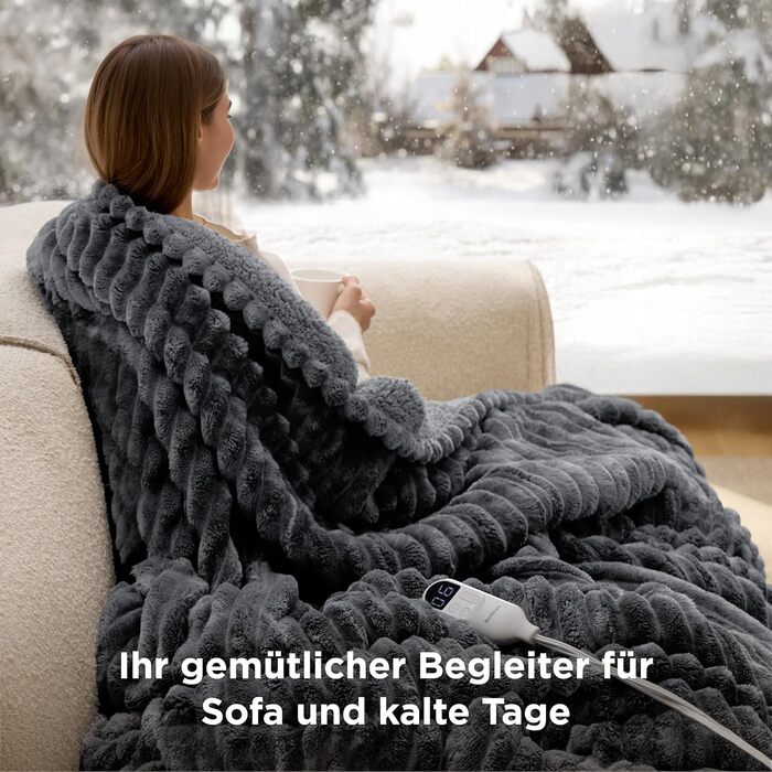 Електрична ковдра BEDSURE з автовимкненням, 130x180 см, сіра - ідеальний подарунок для мами на Різдво