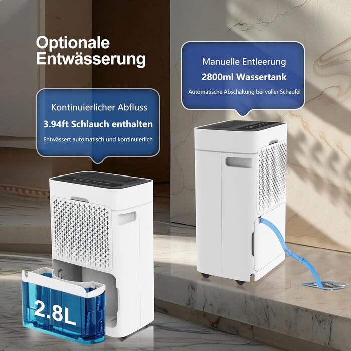 Вологопоглинач повітря 25л з таймером 24г, автоматичним розморожуванням та безперервним відведенням води