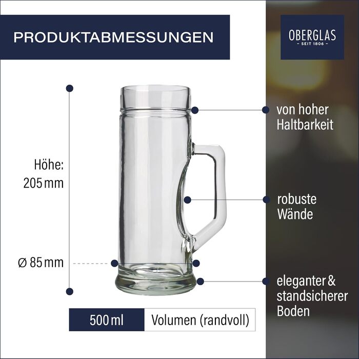 Набір пивних кухлів Stölzle Oberglas Premium Ribbed 6 шт. 0.3л / 0.5л - міцне скло для пива