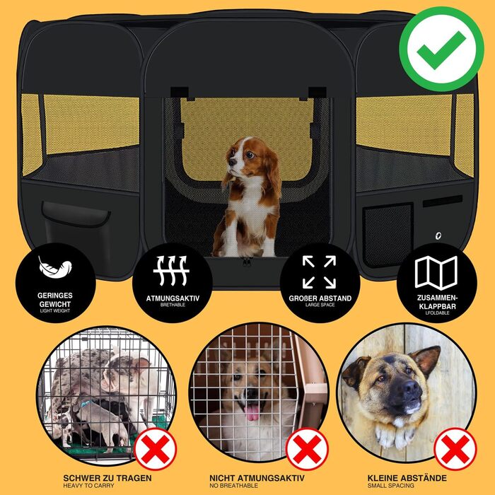 All Pets United Playpen - Large Pet Enclosure for Dogs, Cats, Rabbits & Small Animals - Indoor/Outdoor Use (Black)