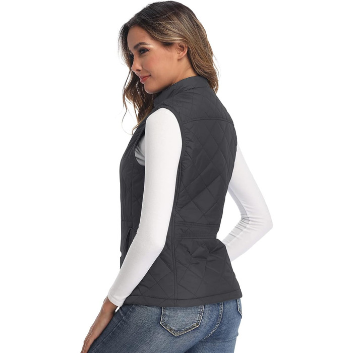 Жіноча легка куртка Longking з блискавкою, вологовідштовхуюча, для активного відпочинку (S, темно-сірий)