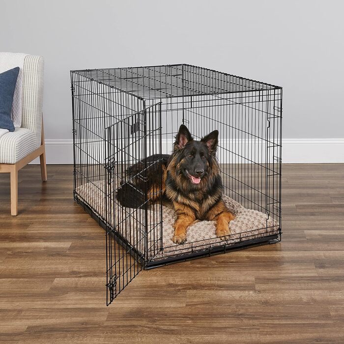 Кія для собак Midwest Homes iCrate Modell 1548DDU, чорний, 122x76x81 см, з піддоном, перегородкою та захисними ніжками