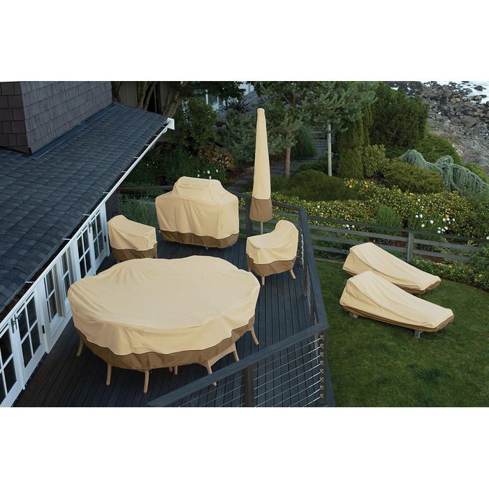 Чохол для гриля Classic Accessories Veranda M, водонепроникний, для середніх BBQ-грилів, з вентиляційними отворами, захист від усіх погодних умов, 147x76x122 см, бежевий