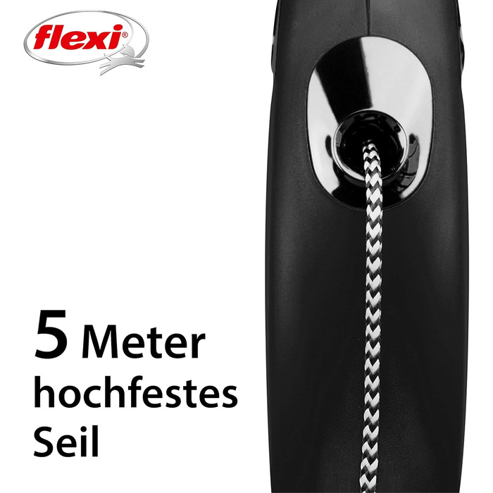 Рулетка для собак Flexi Classic S, 5 м, чорна (до 12 кг)