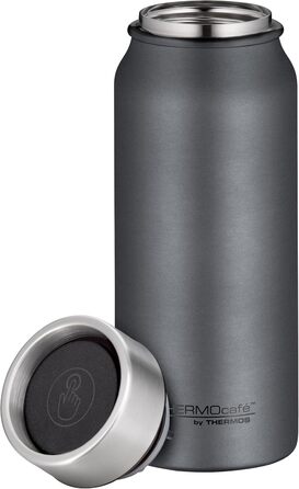 Термокружка THERMOcafé by THERMOS 0,5 л, нержавіюча сталь, ізоляція, для кави з собою, не протікає, 9 год гаряча & 18 год холодна, придатна для миття в посудомийній машині, без BPA (Сірий Матовий, 500 мл)