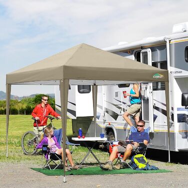 COBIZI Gazebo 3x3 Waterproof Folding Gazebo with 4 Side Walls Outdoor Folding Gazebo Stable UV Protection 50+ Pop-Up Garden Gazebo Party Tent for Outdoors, Garden, Party, Wedding, Market (Khaki, 3x3m)