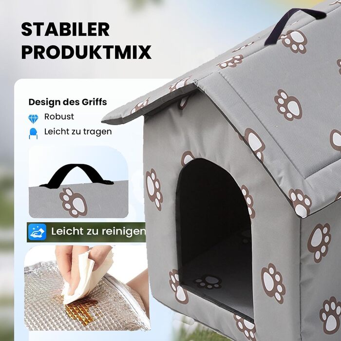 Кіт-будинок Outdoor, Будиночок для котів на вулицю, Зимові будинки для котів на вулицю, Водонепроникний, Будиночок для цуценят на вулицю, Знімний прозорий завіс (L, Сірий-2) Сірий-2 L