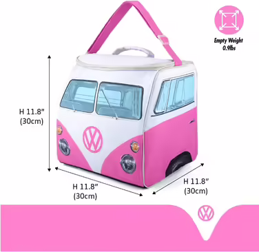 Board Masters - Volkswagen Insulated Cooler Bag/Box/Thermal Bag/Camping Cooler/Picnic Bag T1 Bulli Bus Pink VW T1 Bus