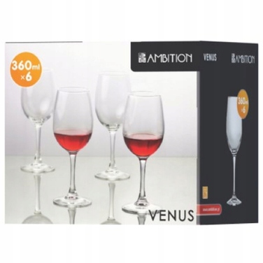 Келихи для червоного вина Ambition Venus, прозорі, 350 мл, 6 шт.