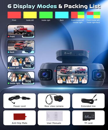 Відеореєстратор 4K WiFi Voller 360°, Автомобільна камера з GPS, Park Mode, Нічним баченням та G-сенсором. Комплект з камерою заднього виду.