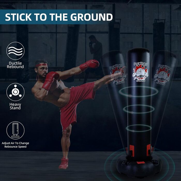 ZERRO Боксерський мішок-підставка, діаметр 30 см, для дітей та дорослих, чорний, з насосом