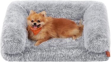 Feandrea FluffyHug лежанка для собак, розмір M, м'яка подушка для собак, килимок для мініатюрних та маленьких собак, лежанка-софа з ноппенового пінополіуретану, знімний та пральний чохол, 76 x 58 x 19 см, Ombré-Grey PGW231G01V1 M