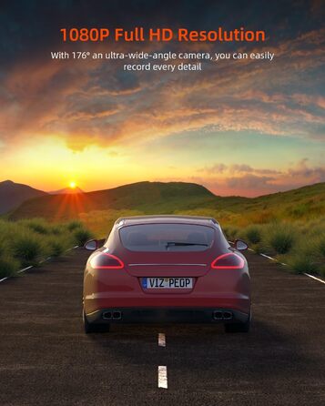 Відеореєстратор у машину Dashcam Auto з 32GB SD-картою, 1080P FHD, Нічне бачення, Широкий кут 176°, IPS-дисплей 3 дюйми, G-сенсор, Loop-запис, Виявлення руху та Паркувальний режим