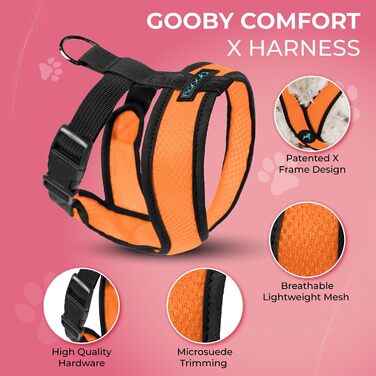 Нашийник для собак Gooby Comfort X для прогулянок та дому, розмір M, помаранчевий, захист від задухи, для собак маленьких та середніх порід