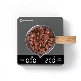 Maestri House Mini Espresso Scale with Timer - Rechargeable 2kg/0.1g Precision Scale for Espresso & Pour-Over Coffee - Portable Digital Kitchen Scale with Auto Timer (Space Gray)