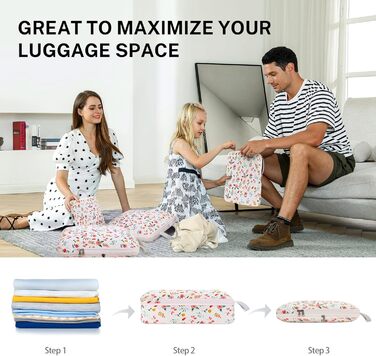 Органайзери для валізи Gonex (набір 4 шт), кубики для пакування, набір для подорожей, оранжево-жовтий (квітковий рожевий (4 шт))