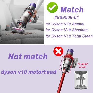 Dyson V10 Dust Bin Replacement - Large Capacity Accessory for Dyson V10 Absolute/Animal (Part # 969509-01)