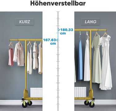 HOKEEPER Clothes Rack with Shelves, 450 kg Capacity, Rolling Garment Rack, Portable Clothes Hanger, Chrome (S002GD)