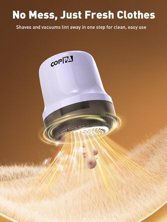 Електричний видалення ворсу для одягу та меблів COPPA, 6 лез, 3 швидкості, перезаряджається, з індикатором заряду, фіолетовий