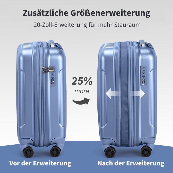 Набір валіз LALAHO 3 шт. з жорстким корпусом, великий дорожній набір, валізи з колесами, ABS+PC, ручна поклажа, набір валіз з жорстким корпусом, м'ятно-зелений (сіро-блакитний)