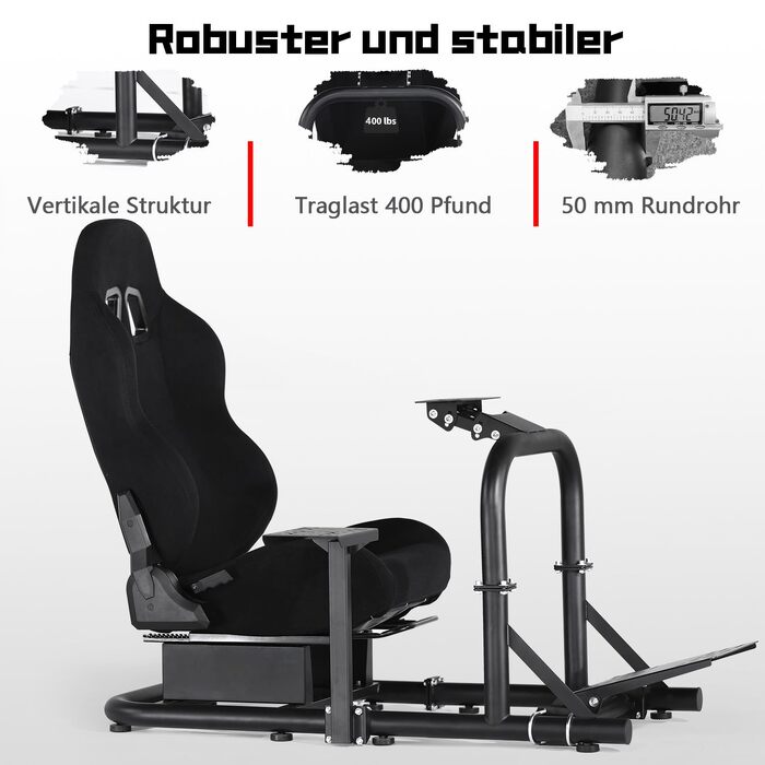 Ігровий кокпіт-симулятор Dardoo Racing з сидінням для керма Logitech G29 G923, Thrustmaster T300RS, Fanatec (PS4, PC)