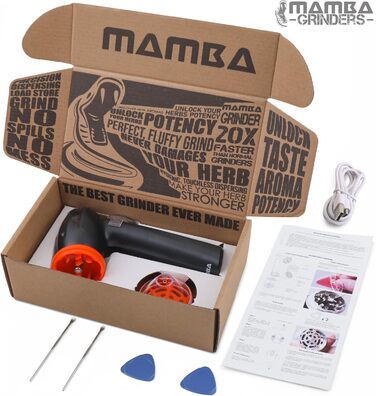 Електрична портативна млинка для спецій Mamba, 0,75 г, помаранчева, USB, для одноручної роботи, подрібнювач для спецій, трав і пилку