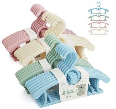 Набір дитячих вішалок для одягу 24 шт. Зростаючі вішалки для дітей з бантиками, нековзкі, для малюків та дошкільнят, кольорові